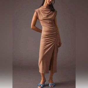 Anthropologie Tan Boatneck Midi Dress